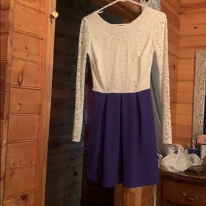 Empire waist purple and white dress